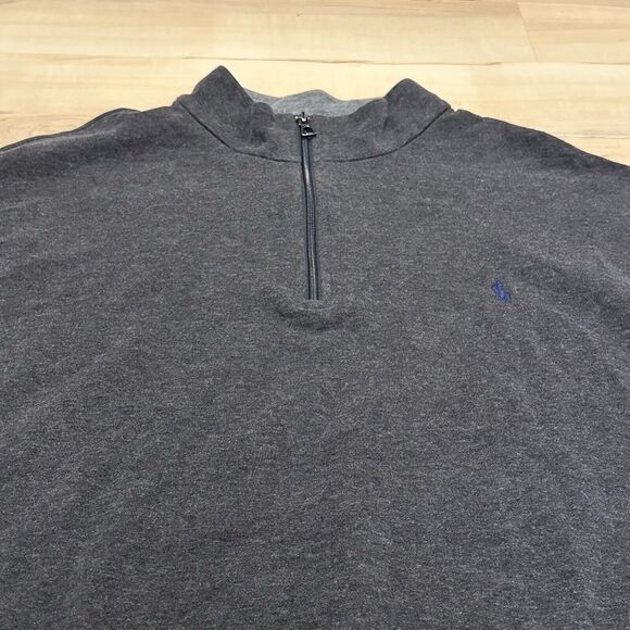 POLO RALPH LAUREN Men XLT Cotton Quarter-Zip Pullover Sweatshirt Gray - Picture 3 of 7